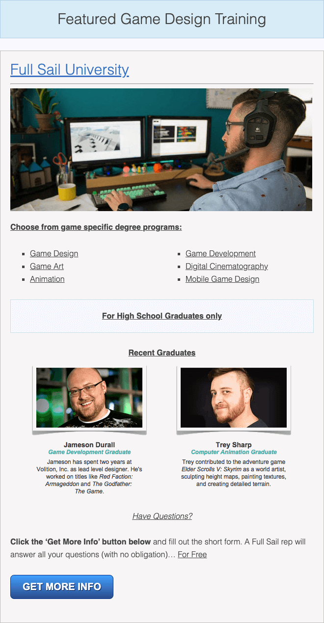 choose a game design major