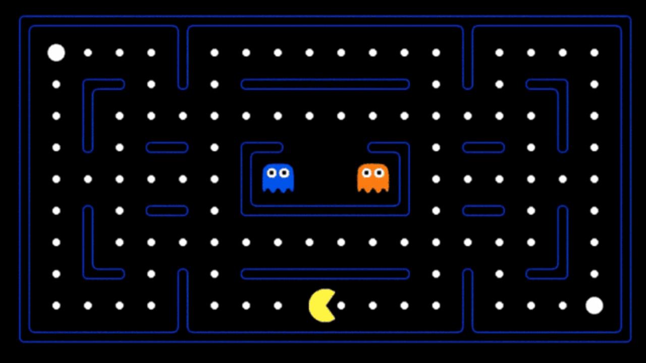 Игры с нейросетью. Pacman первая игра. Гифки Пакман. Пакмен компьютерная версия. Поле Пакман с точками.